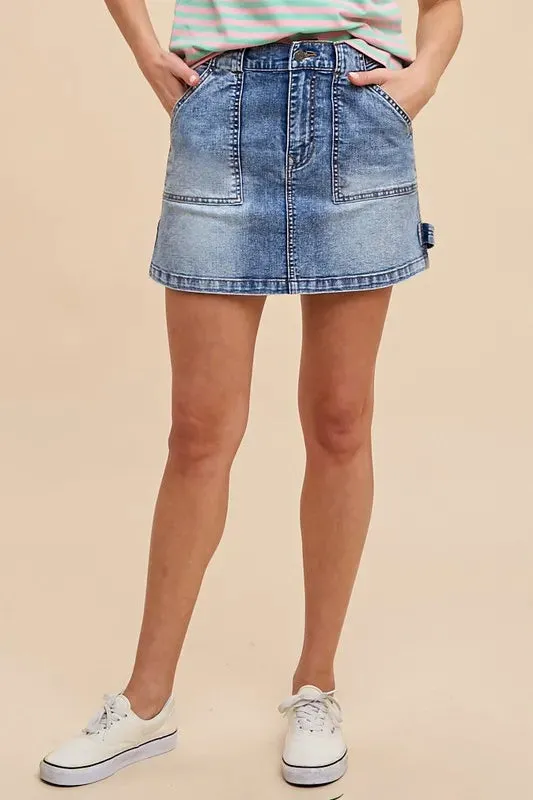 Annie Wear Cargo Denim Mini Skirt sold by Gigi Laurent