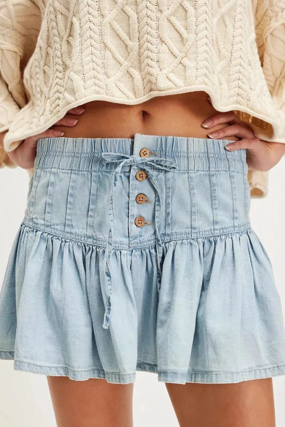 Buttoned Ruffled Mini Denim Skirt sold by Gigi Laurent product image thumbnail 3