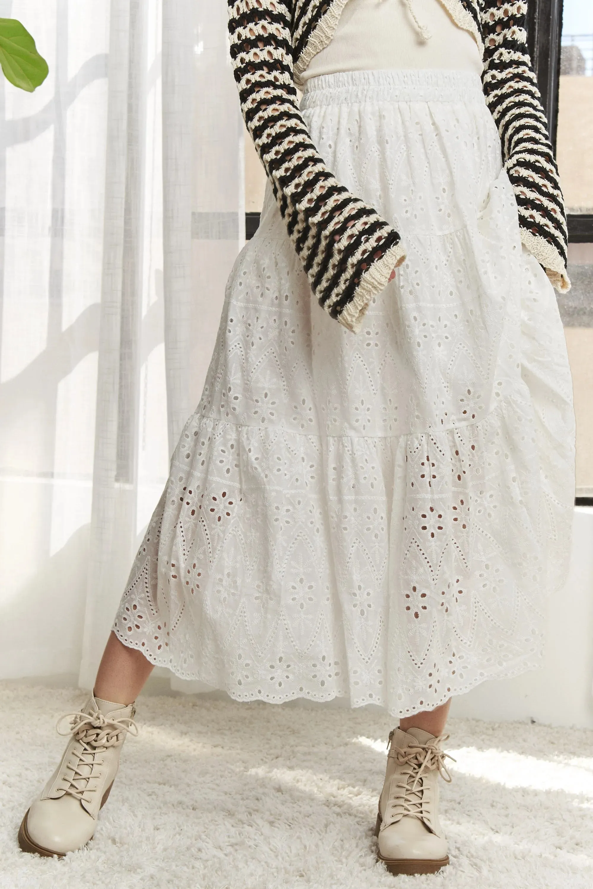 ADORA Elastic Waistband Tiered Midi Skirt sold by Gigi Laurent product image thumbnail 3