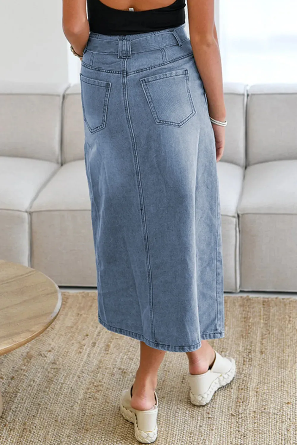 Tied Slit Denim Skirt sold by Gigi Laurent product image thumbnail 2