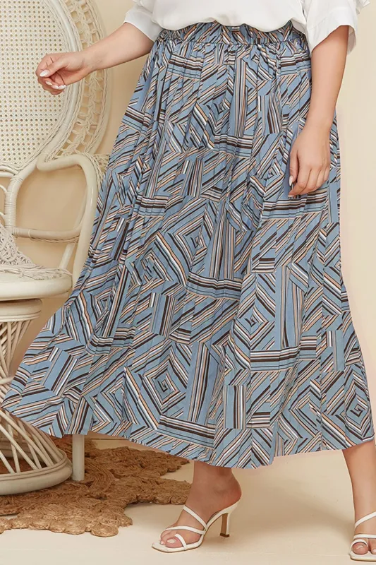 Plus Size Geometric Pleated Skirt sold by Gigi Laurent