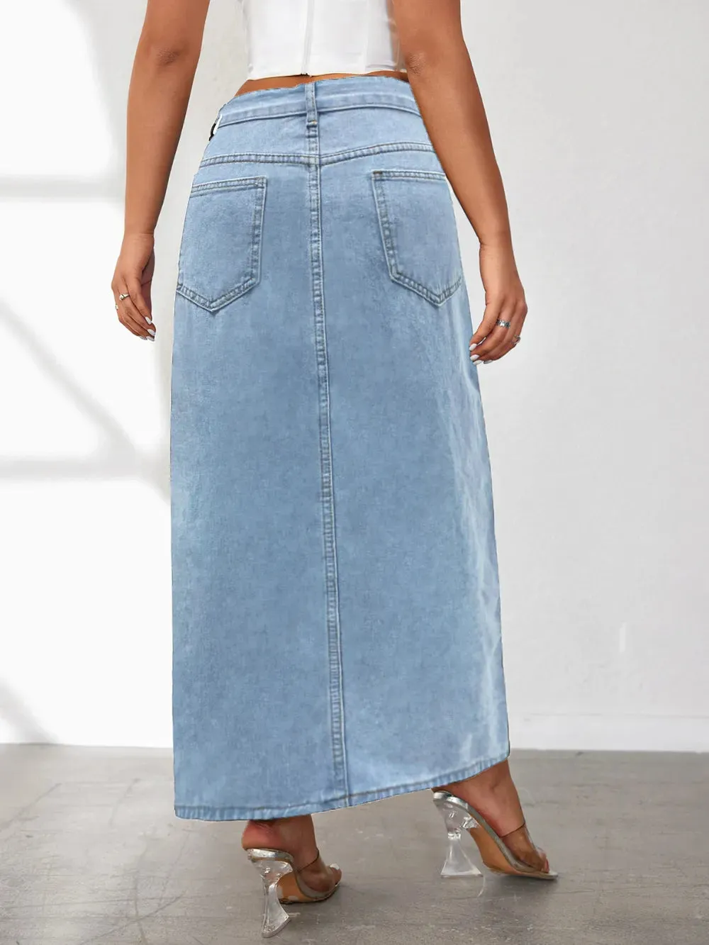 High Rise Slit Denim Skirt sold by Gigi Laurent product image thumbnail 5