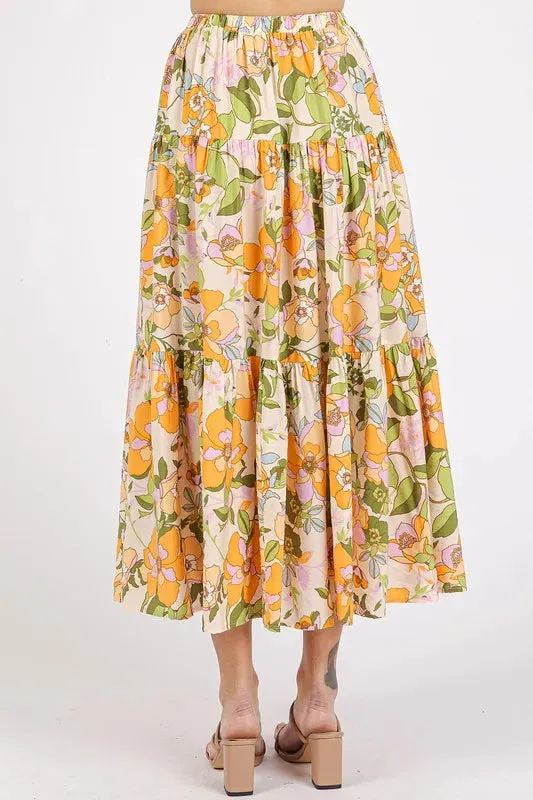 Mittoshop Flower Print Elastic Waist Tiered Skirt sold by Gigi Laurent product image thumbnail 3