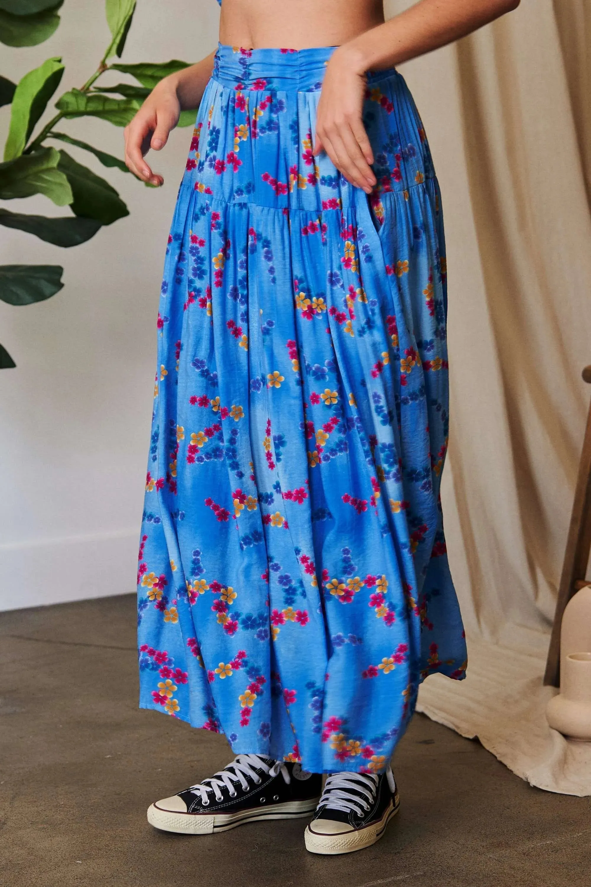 Davi & Dani Printed Smocking Waistband Ruffled Maxi Skirt sold by Gigi Laurent product image thumbnail 5
