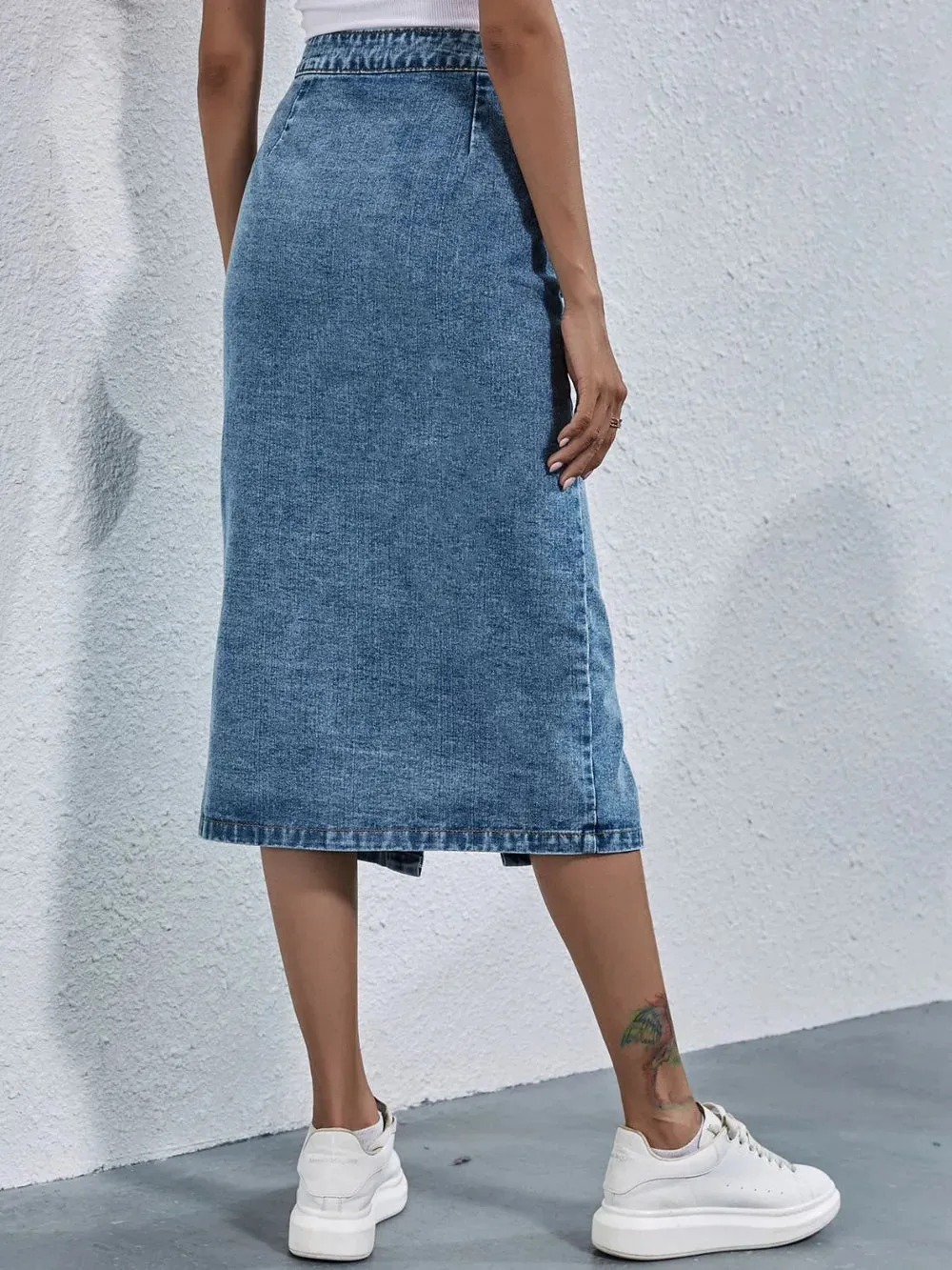 Buttoned Denim Skirt with Pockets sold by Gigi Laurent product image thumbnail 4