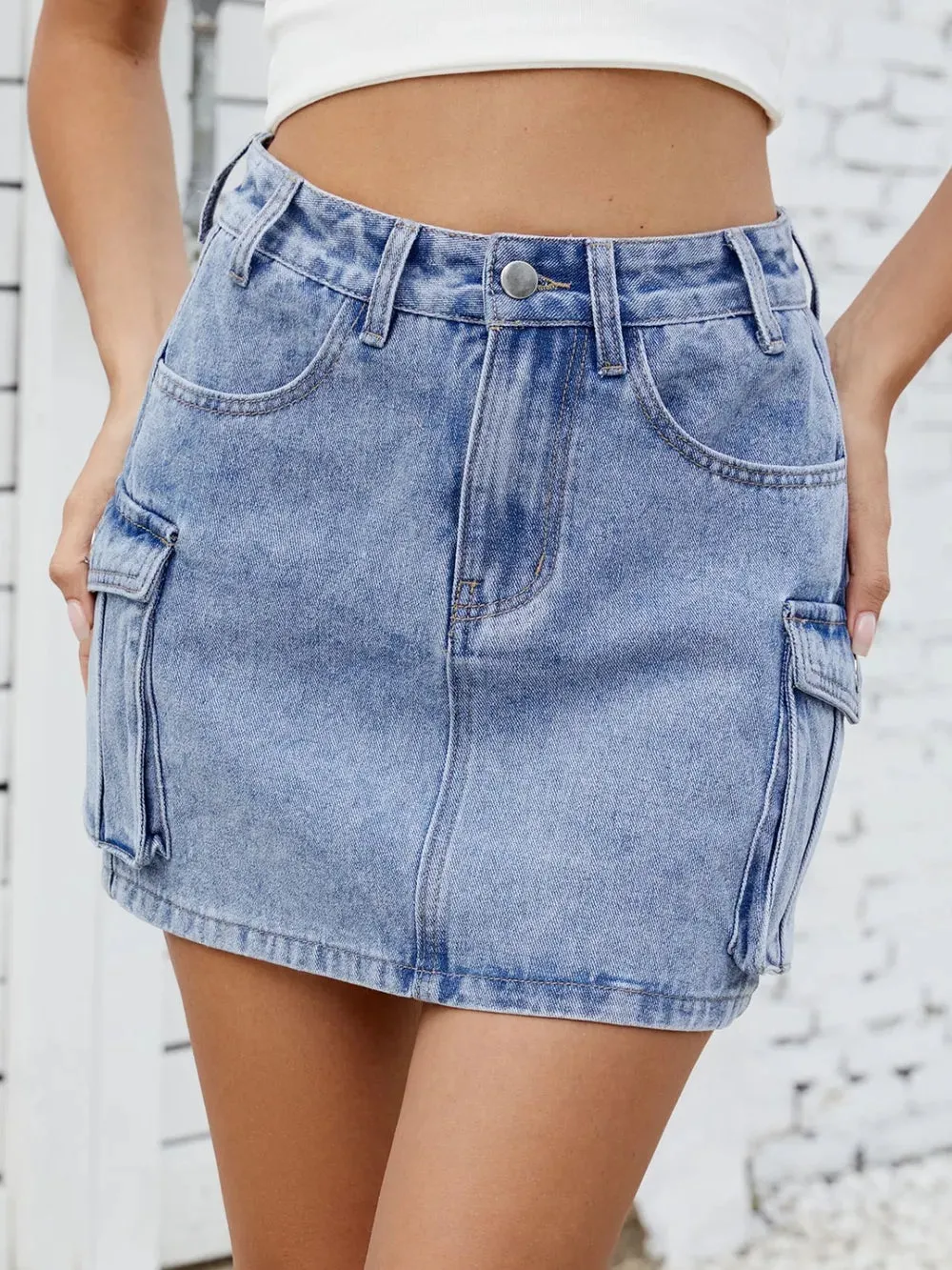 Cargo Denim Skirt sold by Gigi Laurent product image thumbnail 4