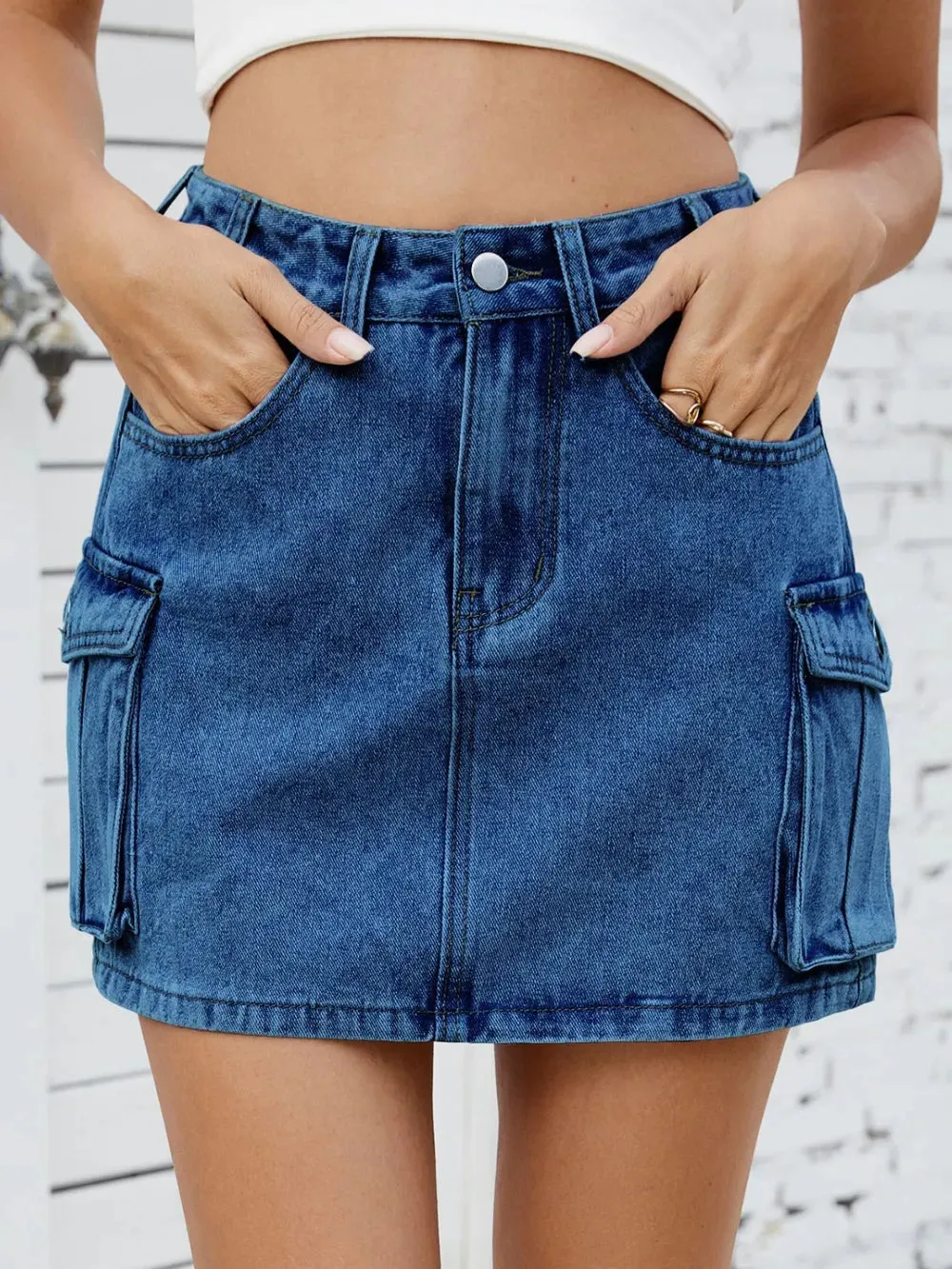 Cargo Denim Skirt sold by Gigi Laurent product image thumbnail 5