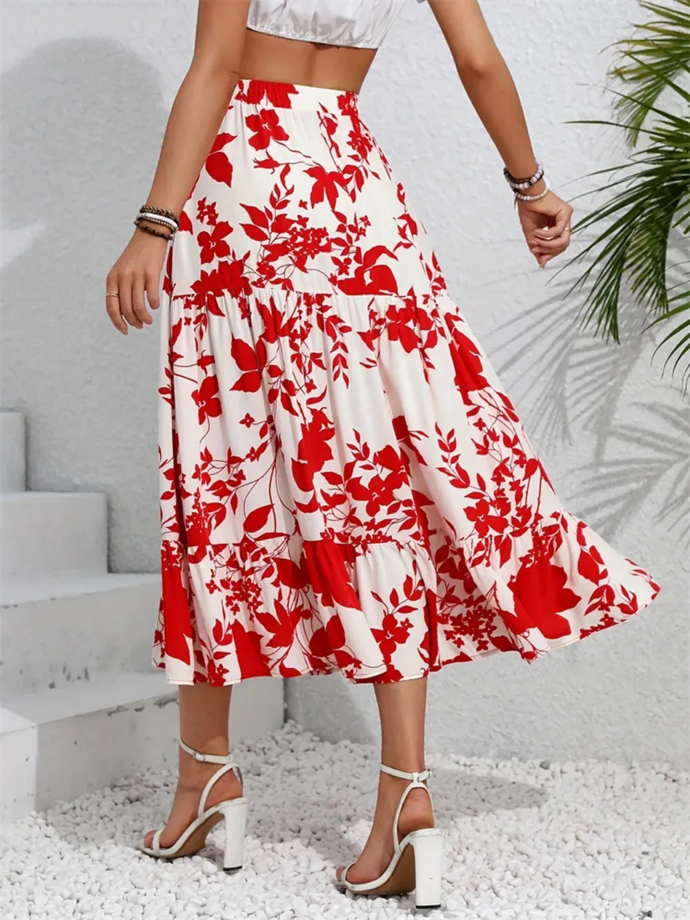 Ruffled Hem Printed Midi Skirt sold by Gigi Laurent product image thumbnail 3