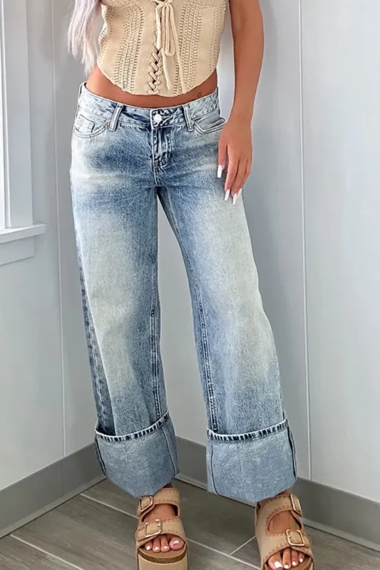 Washed Wide Leg Jeans with Pockets sold by Gigi Laurent