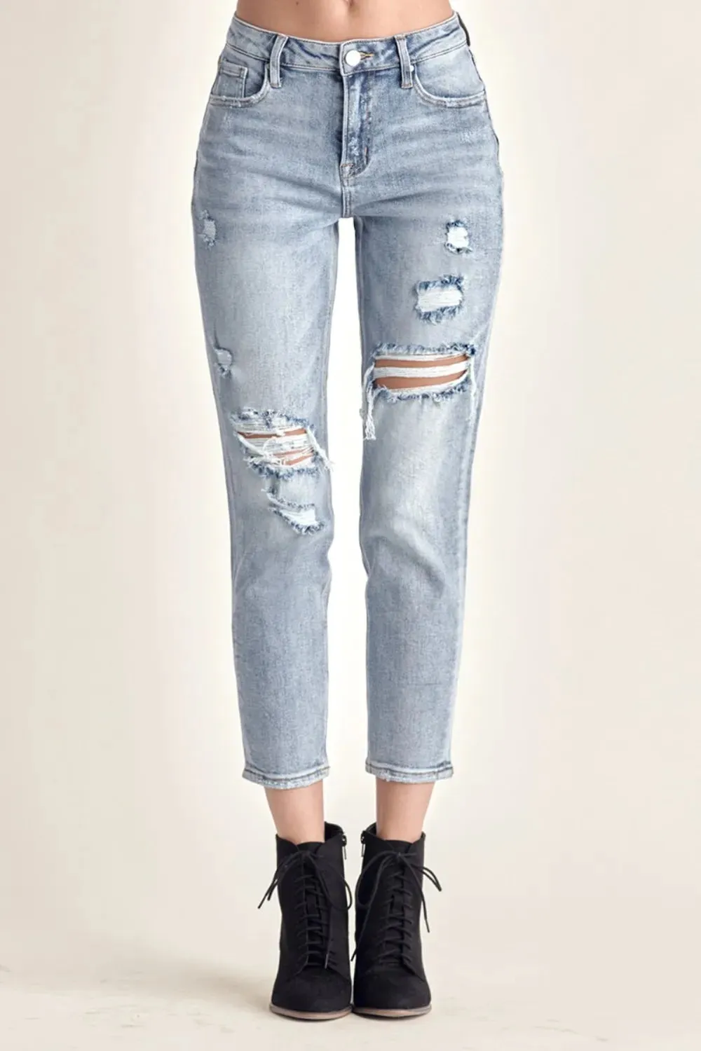 RISEN Distressed Slim Cropped Jeans sold by Gigi Laurent product image thumbnail 3