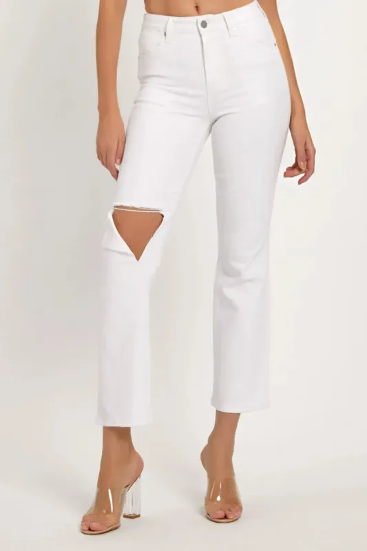 RISEN Full Size Distressed Cropped Straight Jeans sold by Gigi Laurent