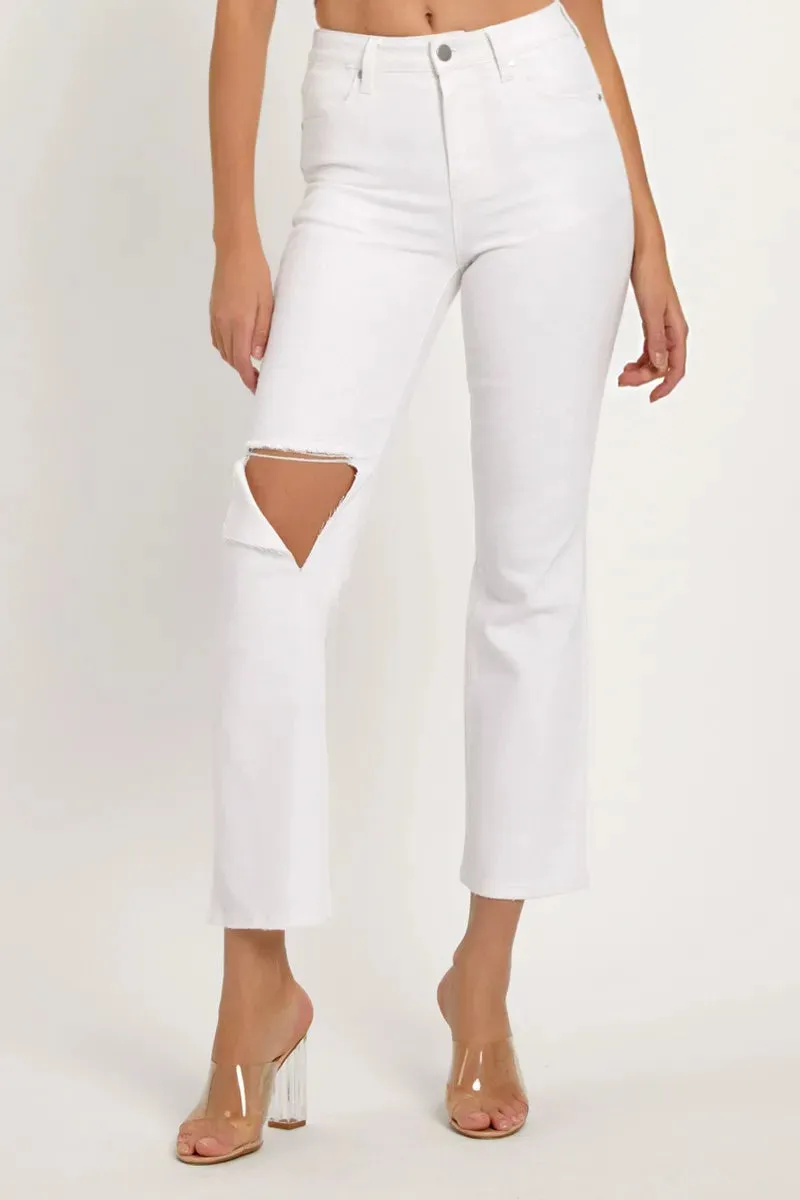 RISEN Full Size Distressed Cropped Straight Jeans sold by Gigi Laurent