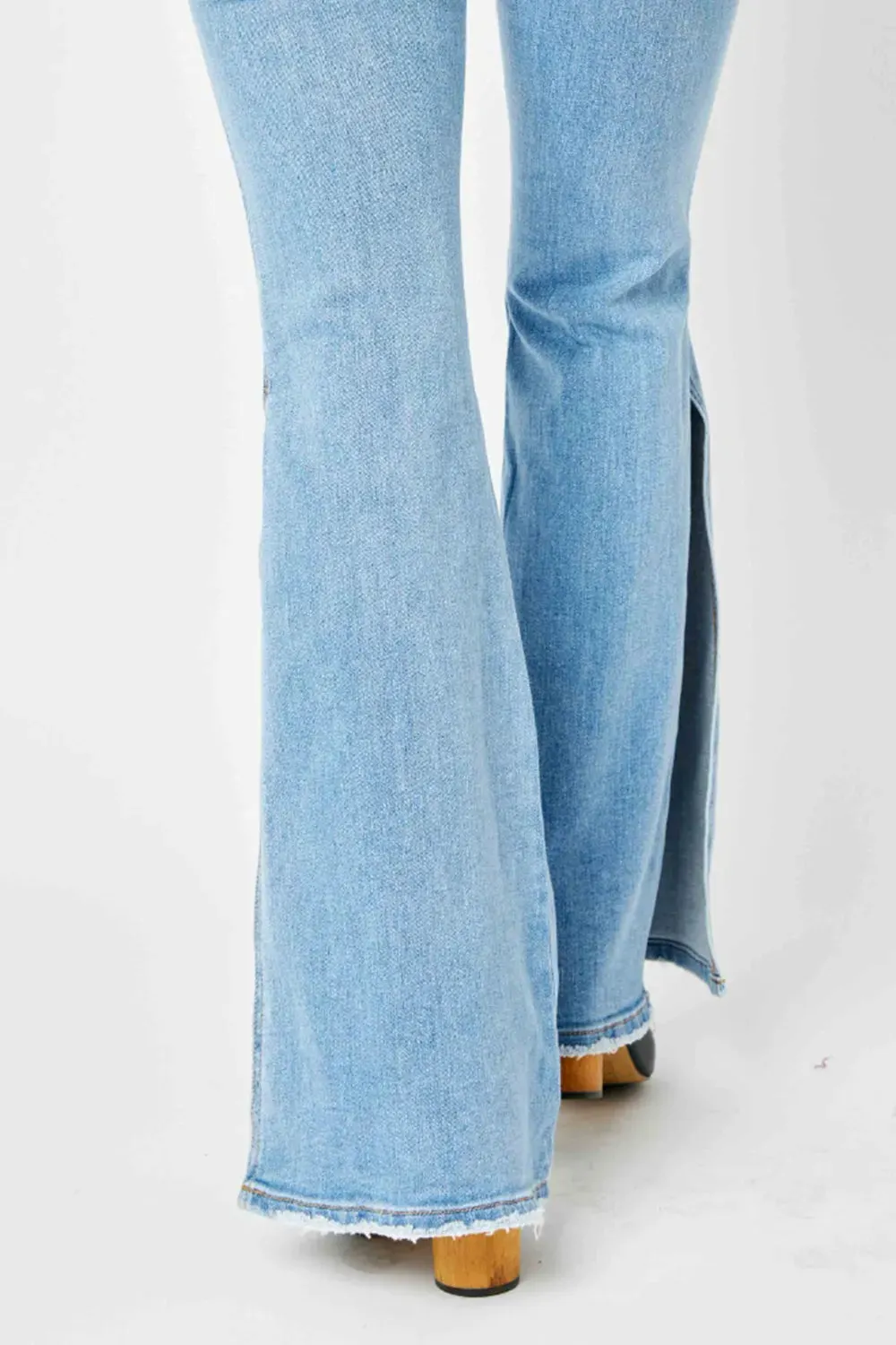 Judy Blue Full Size Mid Rise Raw Hem Slit Flare Jeans sold by Gigi Laurent product image thumbnail 4
