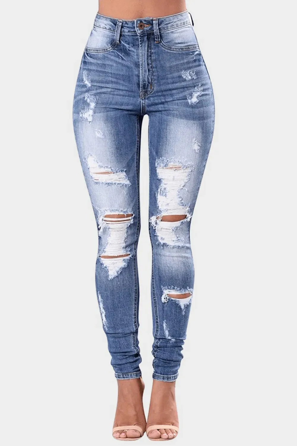 Full Size Distressed Skinny Jeans Plus Size sold by Gigi Laurent product image thumbnail 4