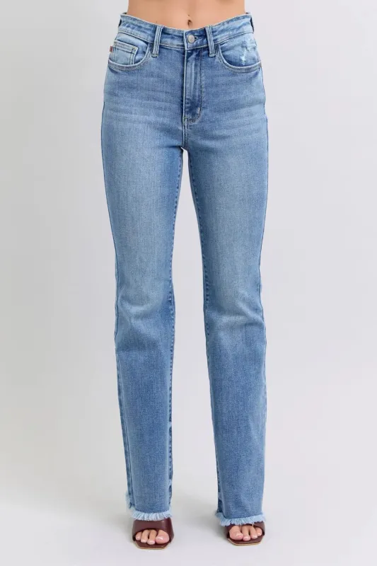 Judy Blue Full Size Raw Hem High Rise Bootcut Jeans sold by Gigi Laurent
