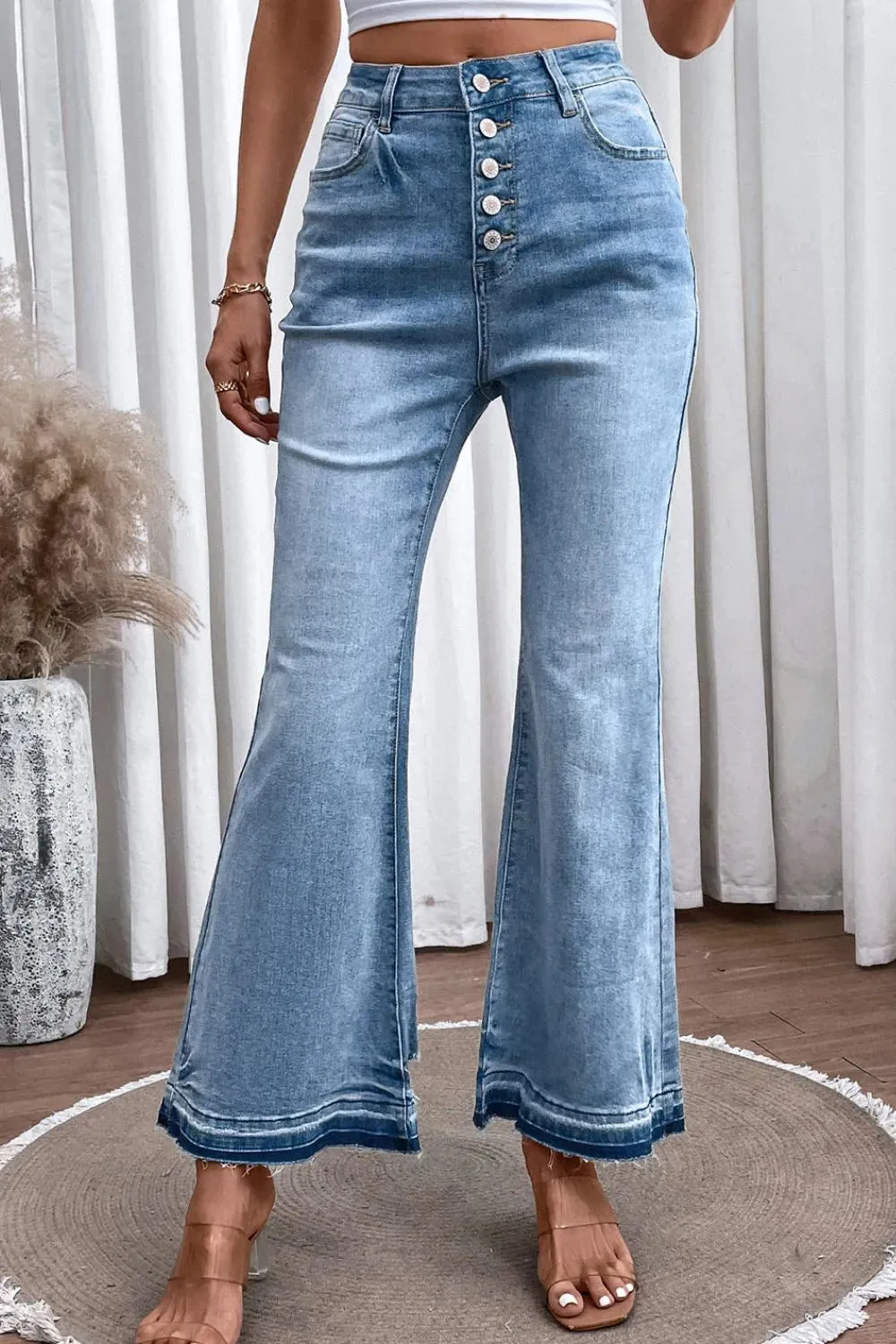 High Waist Button Fly Flared Jeans sold by Gigi Laurent product image thumbnail 3