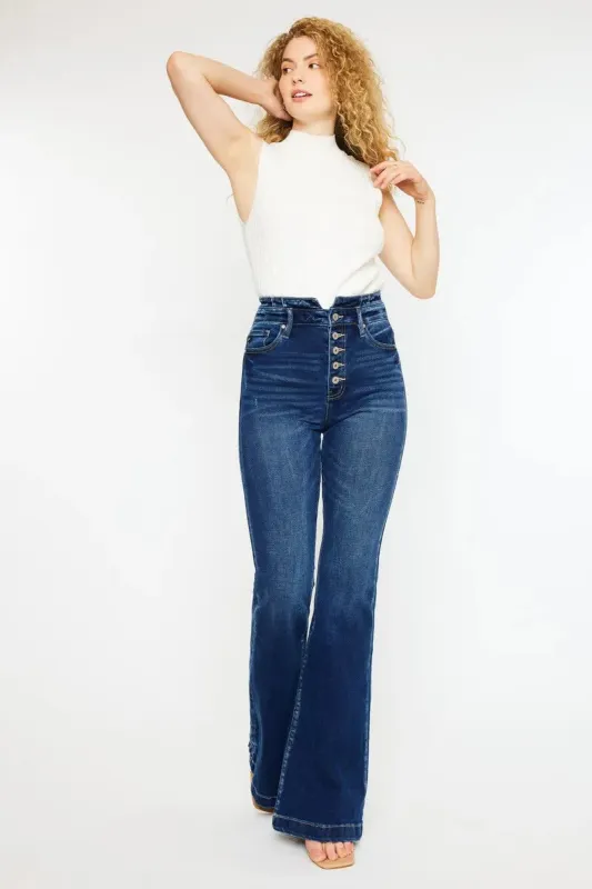 Kancan Button Fly High Rise Flare Jeans sold by Gigi Laurent