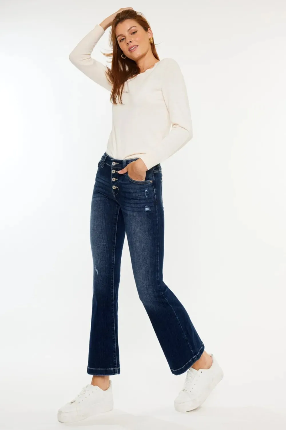 Kancan Mid Rise Button Fly Flare Jeans sold by Gigi Laurent product image thumbnail 4