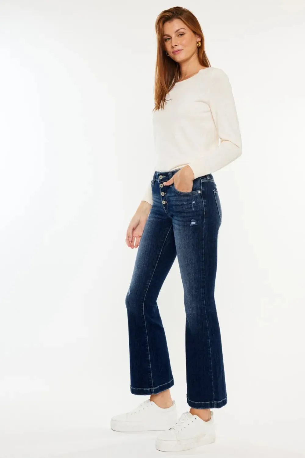 Kancan Mid Rise Button Fly Flare Jeans sold by Gigi Laurent product image thumbnail 3