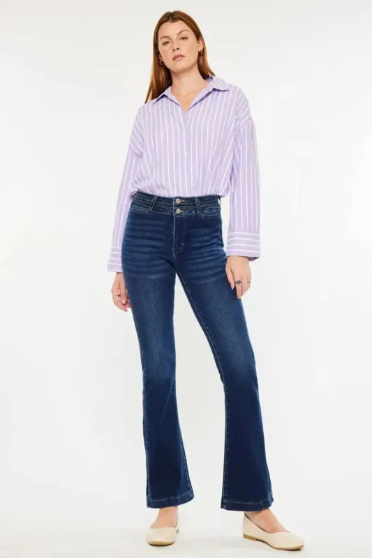 Kancan High Rise Double Waistband Flare Jeans sold by Gigi Laurent