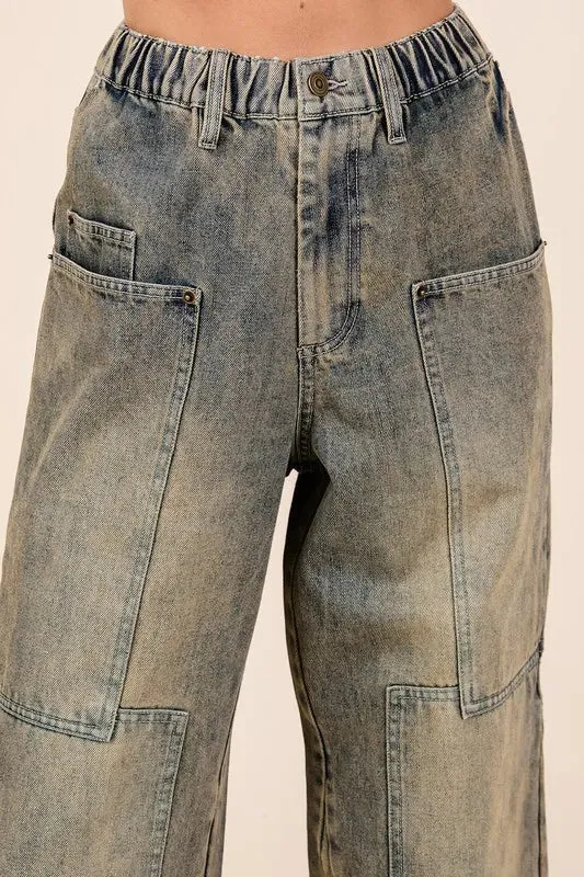 Mittoshop Washed Wide Leg Jeans with Pockets sold by Gigi Laurent product image thumbnail 4