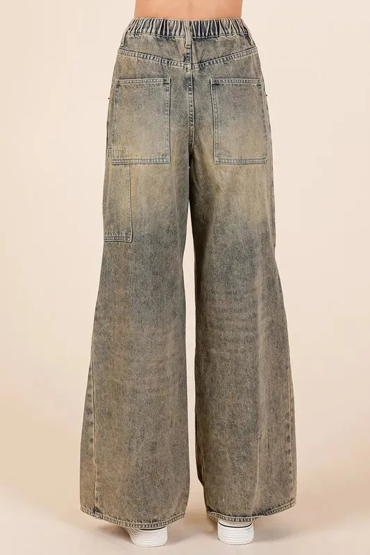 Mittoshop Washed Wide Leg Jeans with Pockets sold by Gigi Laurent product image thumbnail 2