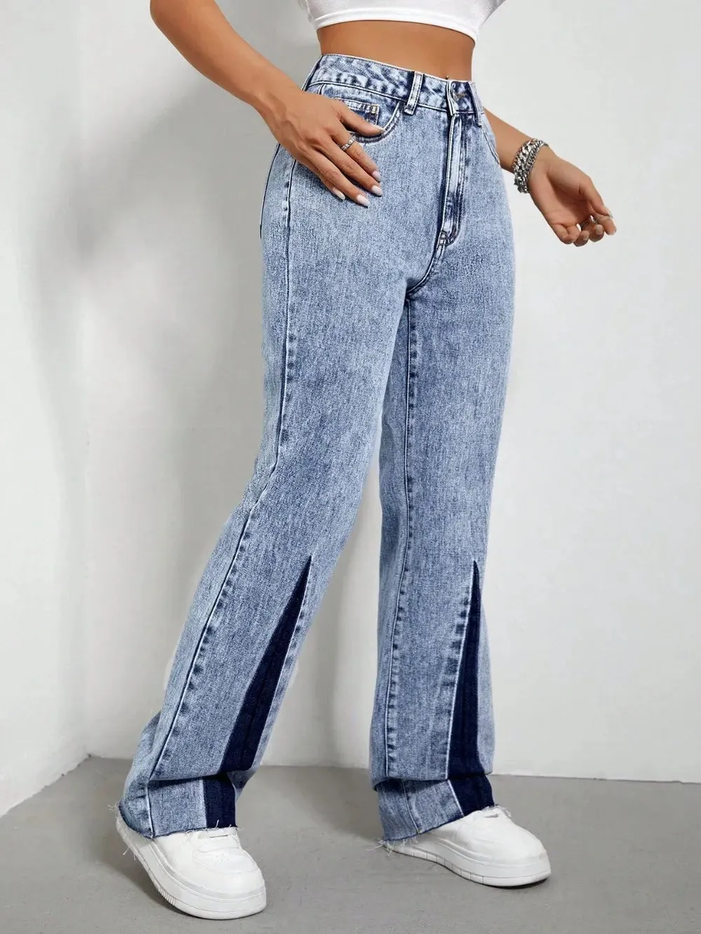 Contrast Bootcut Jeans with Pockets sold by Gigi Laurent product image thumbnail 4