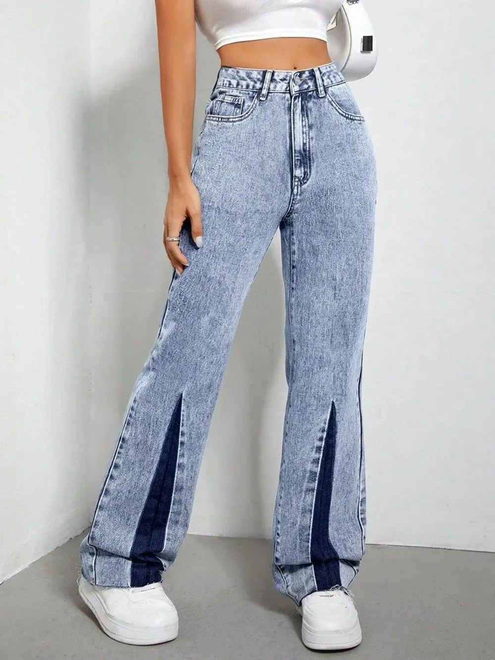 Contrast Bootcut Jeans with Pockets sold by Gigi Laurent product image thumbnail 3