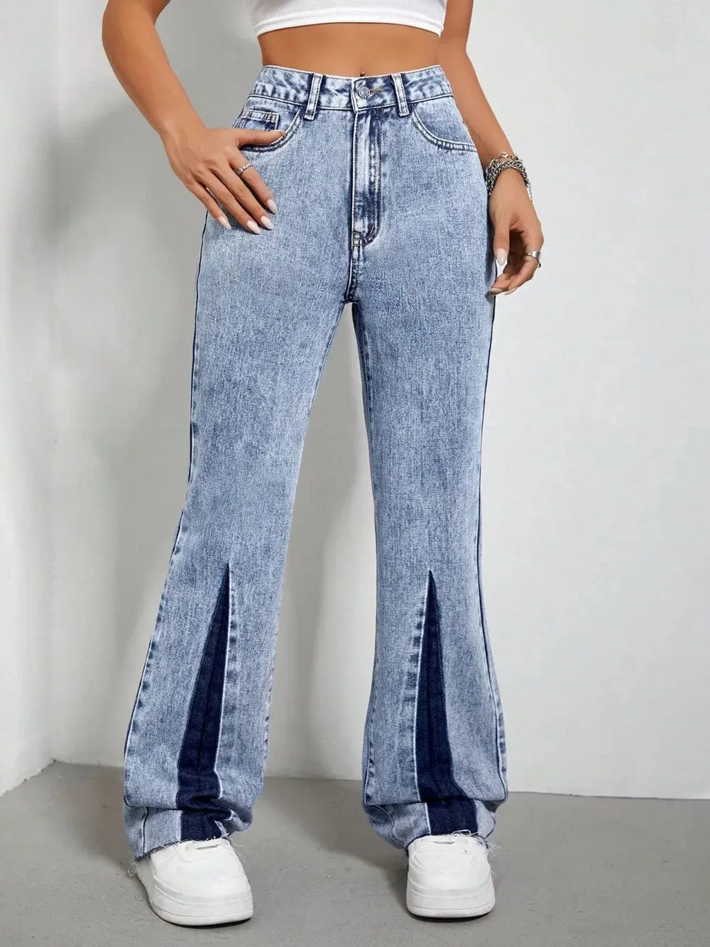 Contrast Bootcut Jeans with Pockets sold by Gigi Laurent product image thumbnail 5