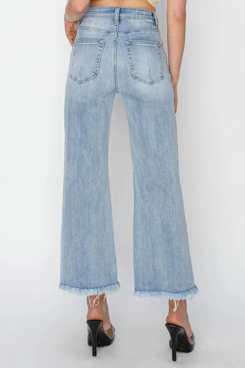 RISEN High Rise Crop Wide Fray Hem Jeans sold by Gigi Laurent product image thumbnail 2