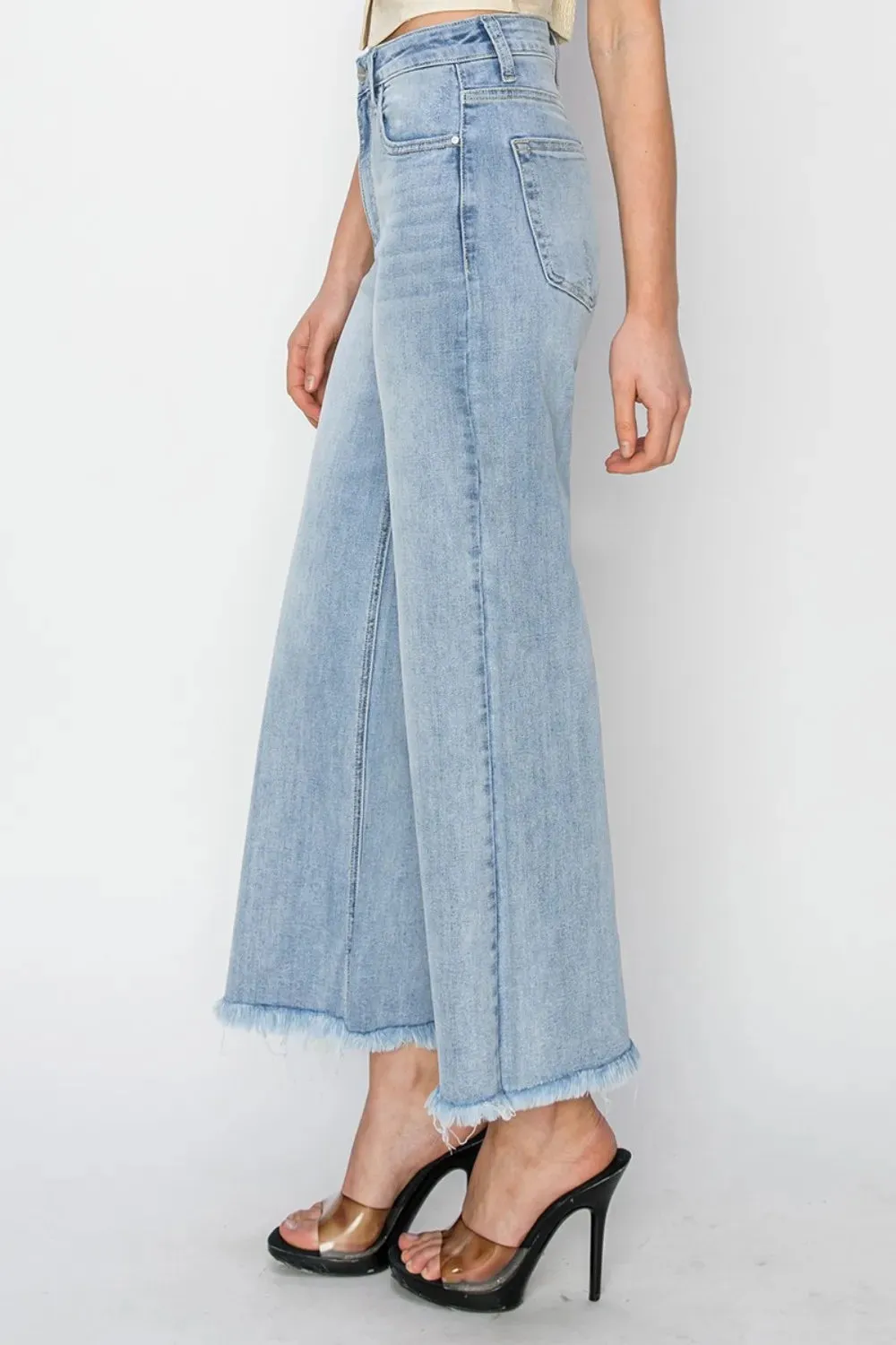 RISEN High Rise Crop Wide Fray Hem Jeans sold by Gigi Laurent product image thumbnail 3