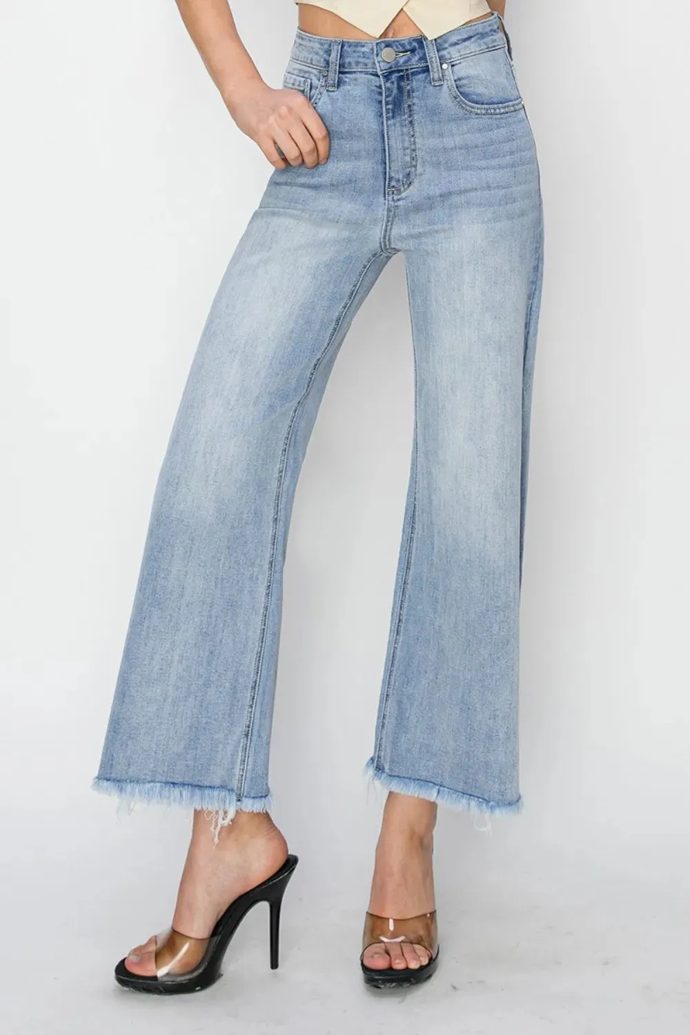 RISEN High Rise Crop Wide Fray Hem Jeans sold by Gigi Laurent product image thumbnail 5