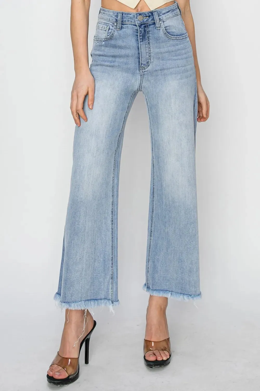 RISEN High Rise Crop Wide Fray Hem Jeans sold by Gigi Laurent product image thumbnail 4
