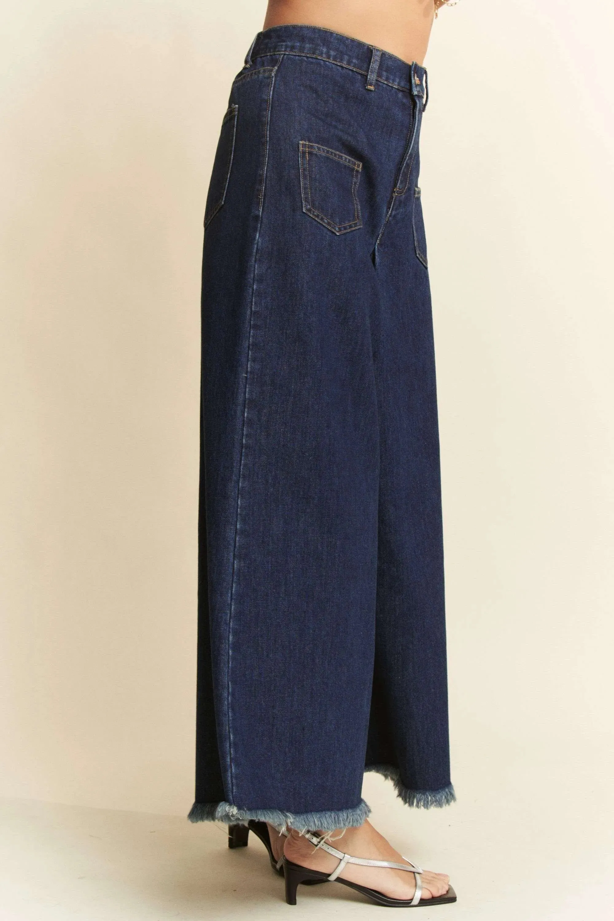 Davi & Dani Patch Pocket Wide Leg Culotte Jeans sold by Gigi Laurent product image thumbnail 4