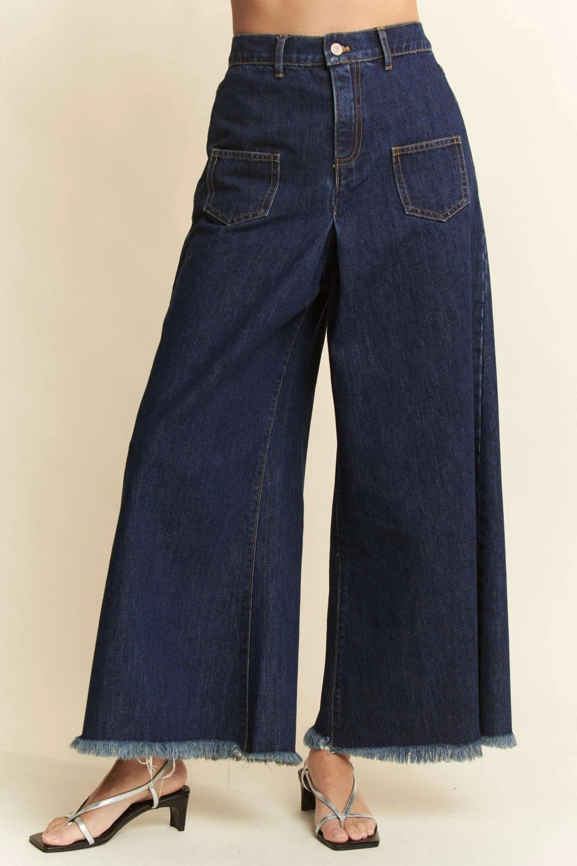 Davi & Dani Patch Pocket Wide Leg Culotte Jeans sold by Gigi Laurent product image thumbnail 3