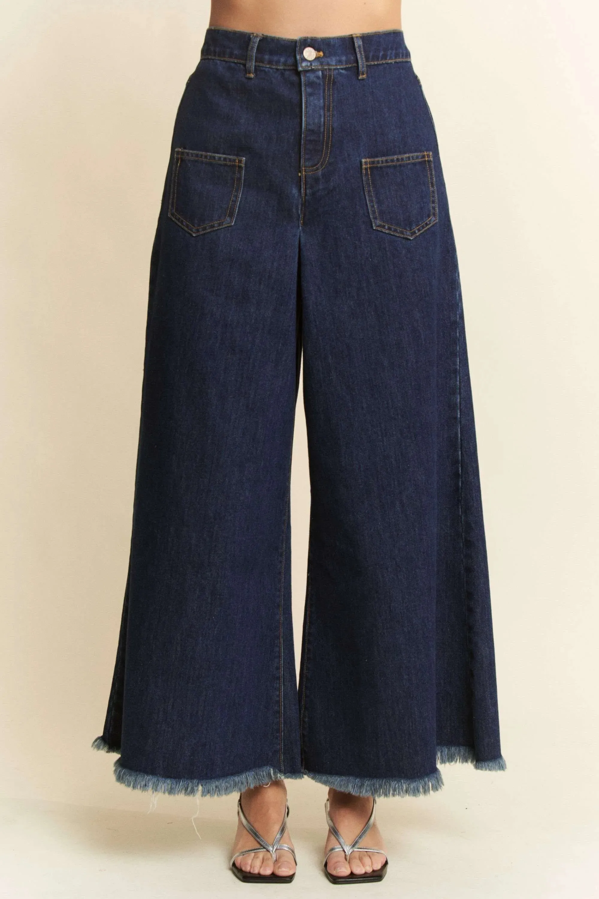 Davi & Dani Patch Pocket Wide Leg Culotte Jeans sold by Gigi Laurent product image thumbnail 2