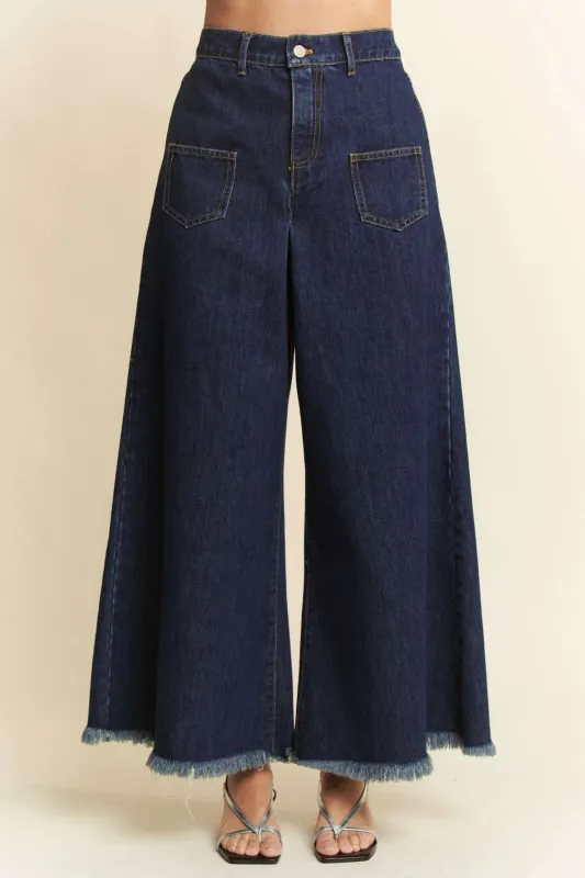 Davi & Dani Patch Pocket Wide Leg Culotte Jeans sold by Gigi Laurent