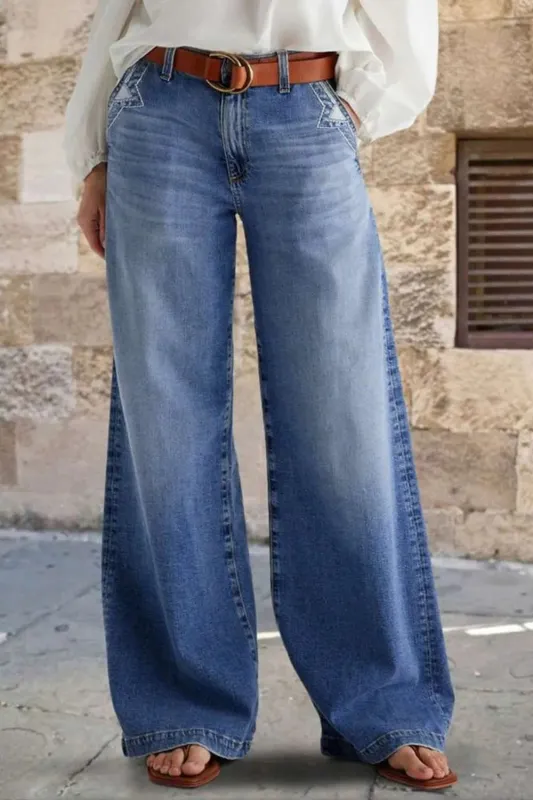 Pocketed Embroidered Straight Leg Jeans sold by Gigi Laurent