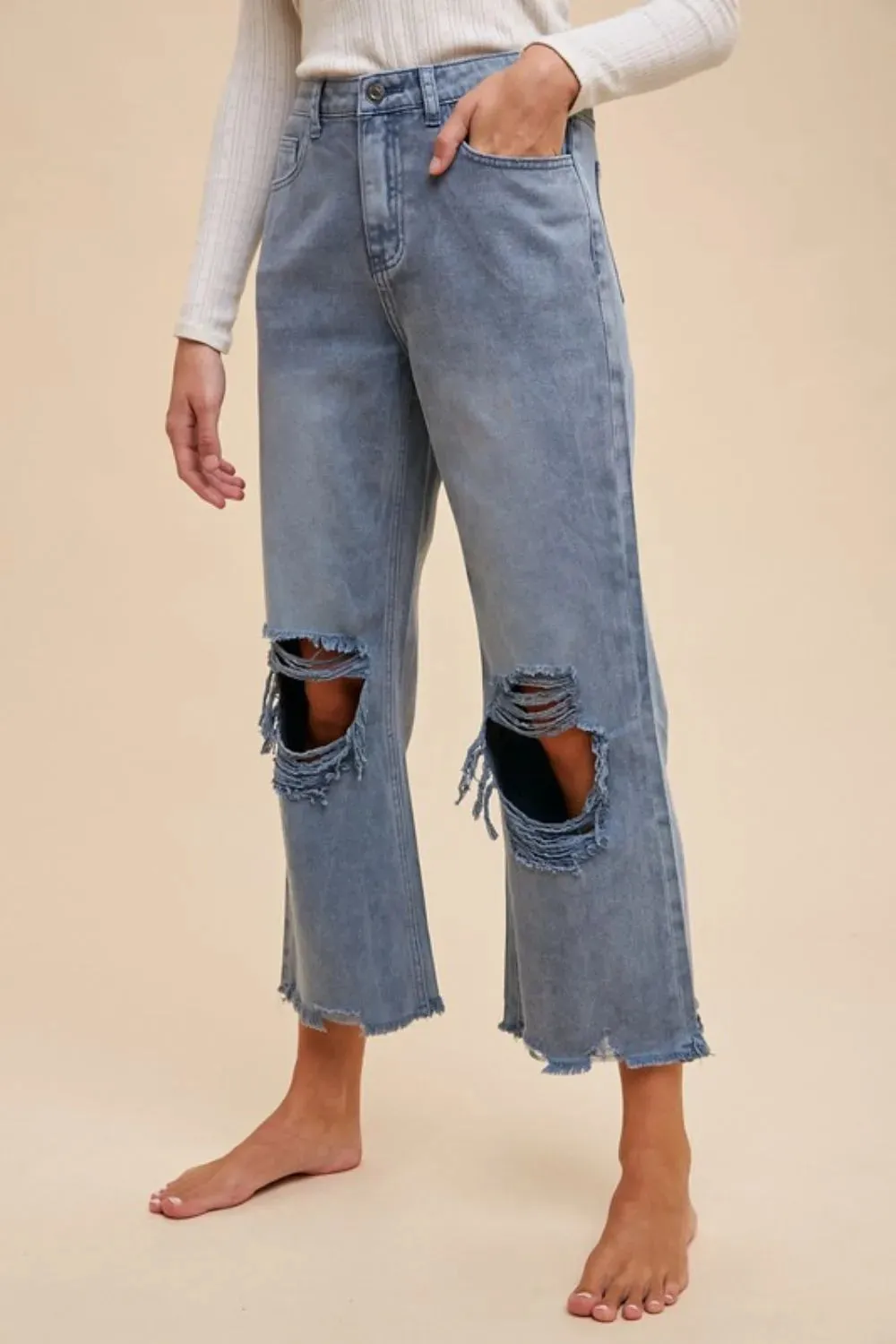 Annie Wear Distressed Raw Hem Jeans sold by Gigi Laurent product image thumbnail 2