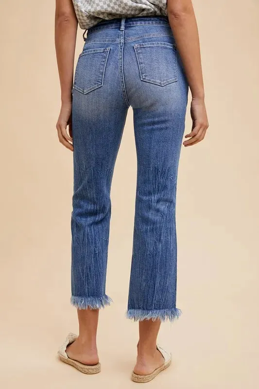 Annie Wear Distressed Raw Hem Straight Leg Cropped Jeans sold by Gigi Laurent product image thumbnail 3