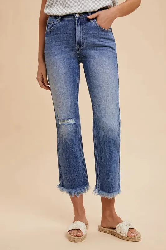 Annie Wear Distressed Raw Hem Straight Leg Cropped Jeans sold by Gigi Laurent