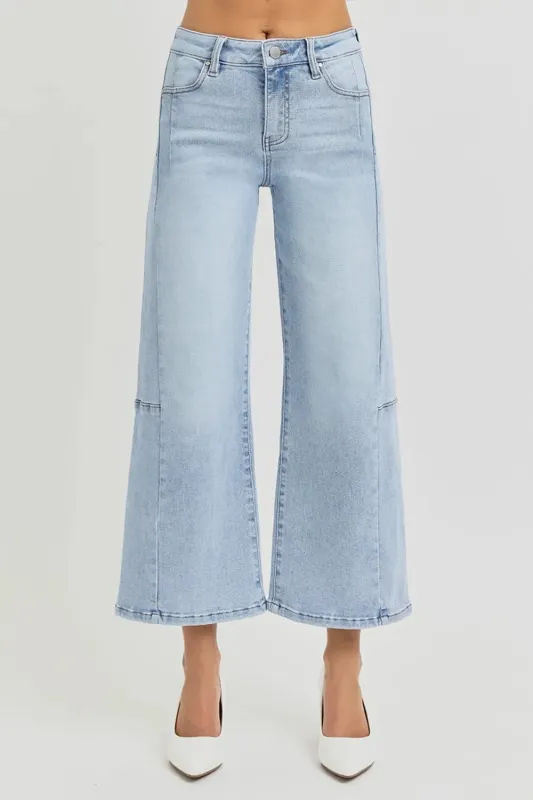 RISEN Full Size High Rise Seamed Detail Wide Leg Crop Jeans sold by Gigi Laurent