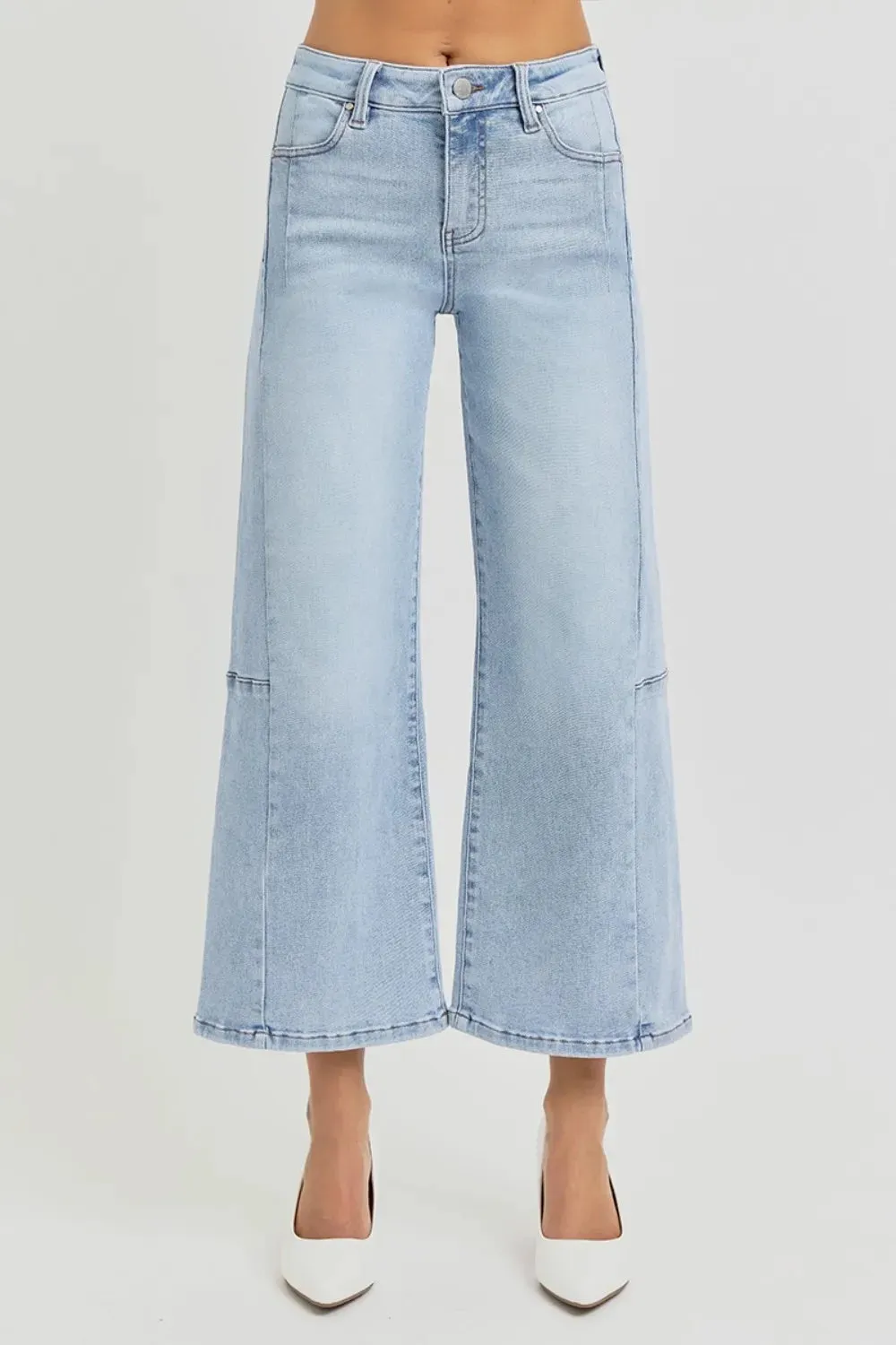RISEN Full Size High Rise Seamed Detail Wide Leg Crop Jeans sold by Gigi Laurent