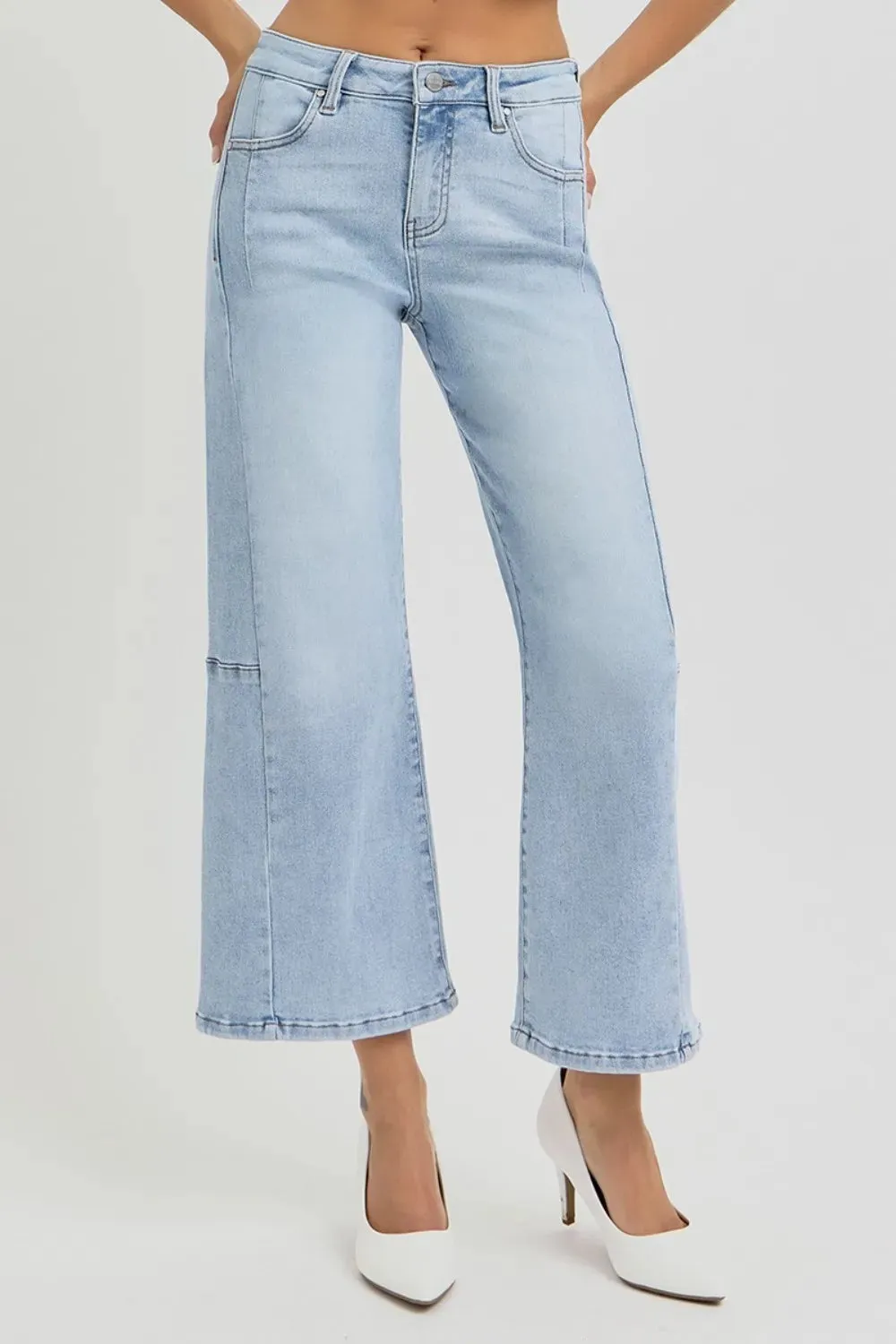 RISEN Full Size High Rise Seamed Detail Wide Leg Crop Jeans sold by Gigi Laurent product image thumbnail 5