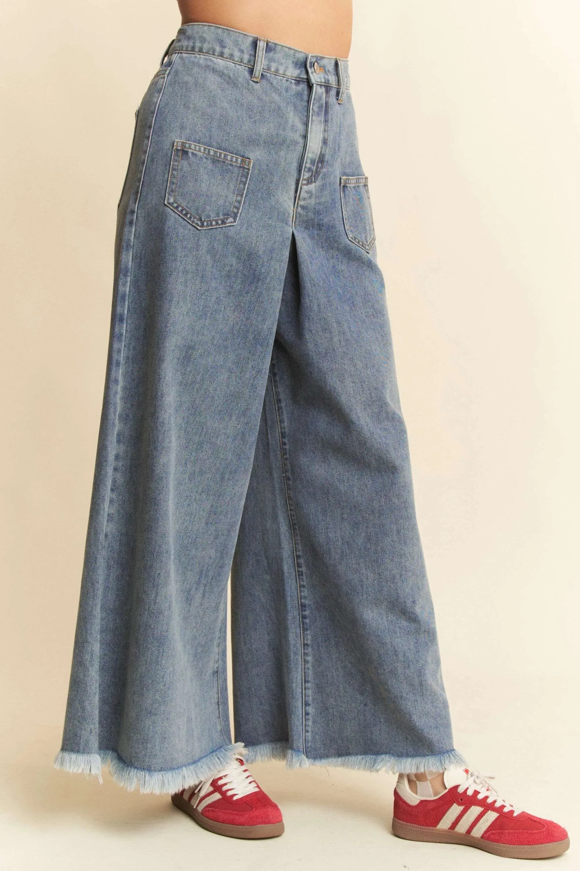 Davi & Dani Patch Pocket Wide Leg Culotte Jeans sold by Gigi Laurent product image thumbnail 4