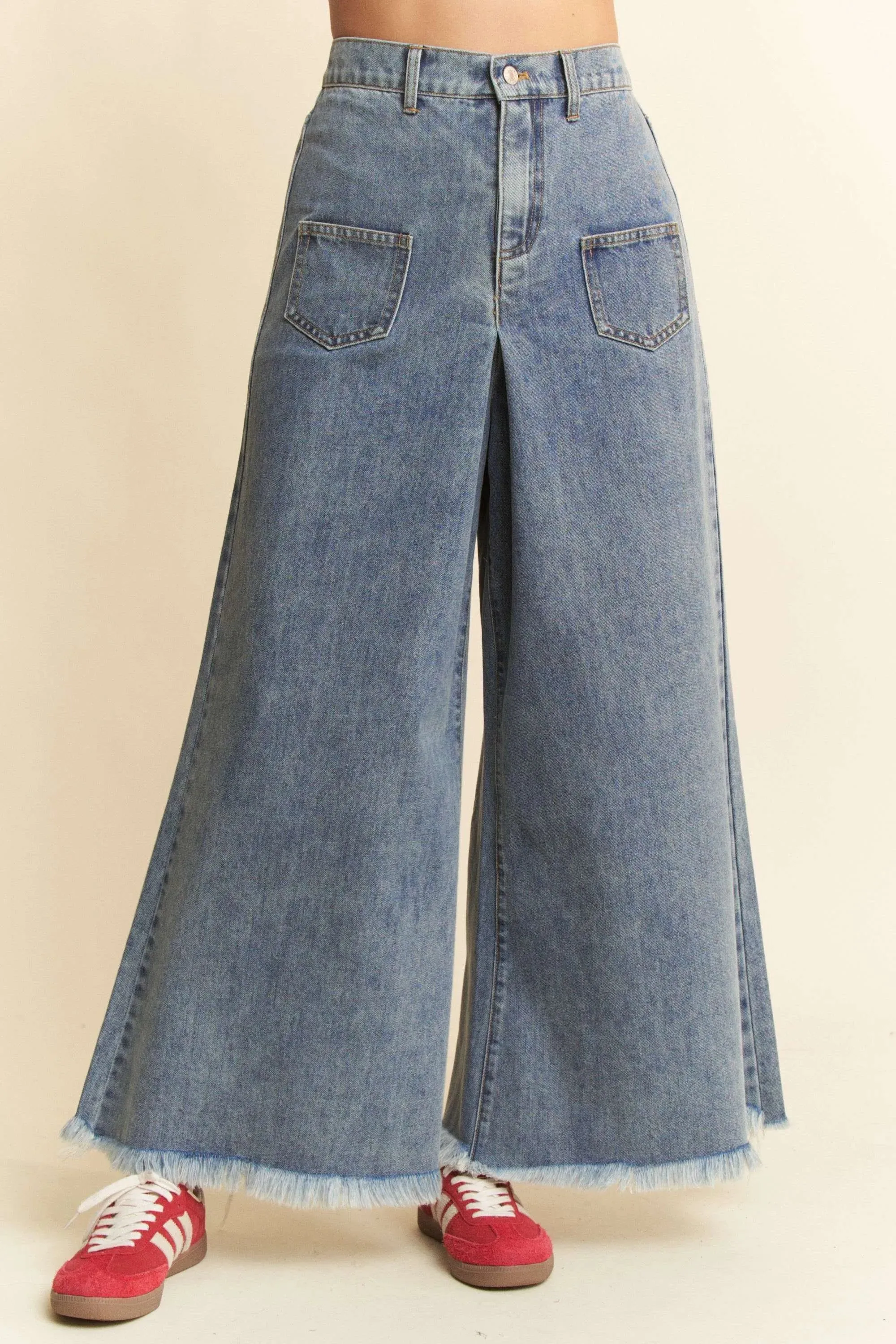 Davi & Dani Patch Pocket Wide Leg Culotte Jeans sold by Gigi Laurent product image thumbnail 3