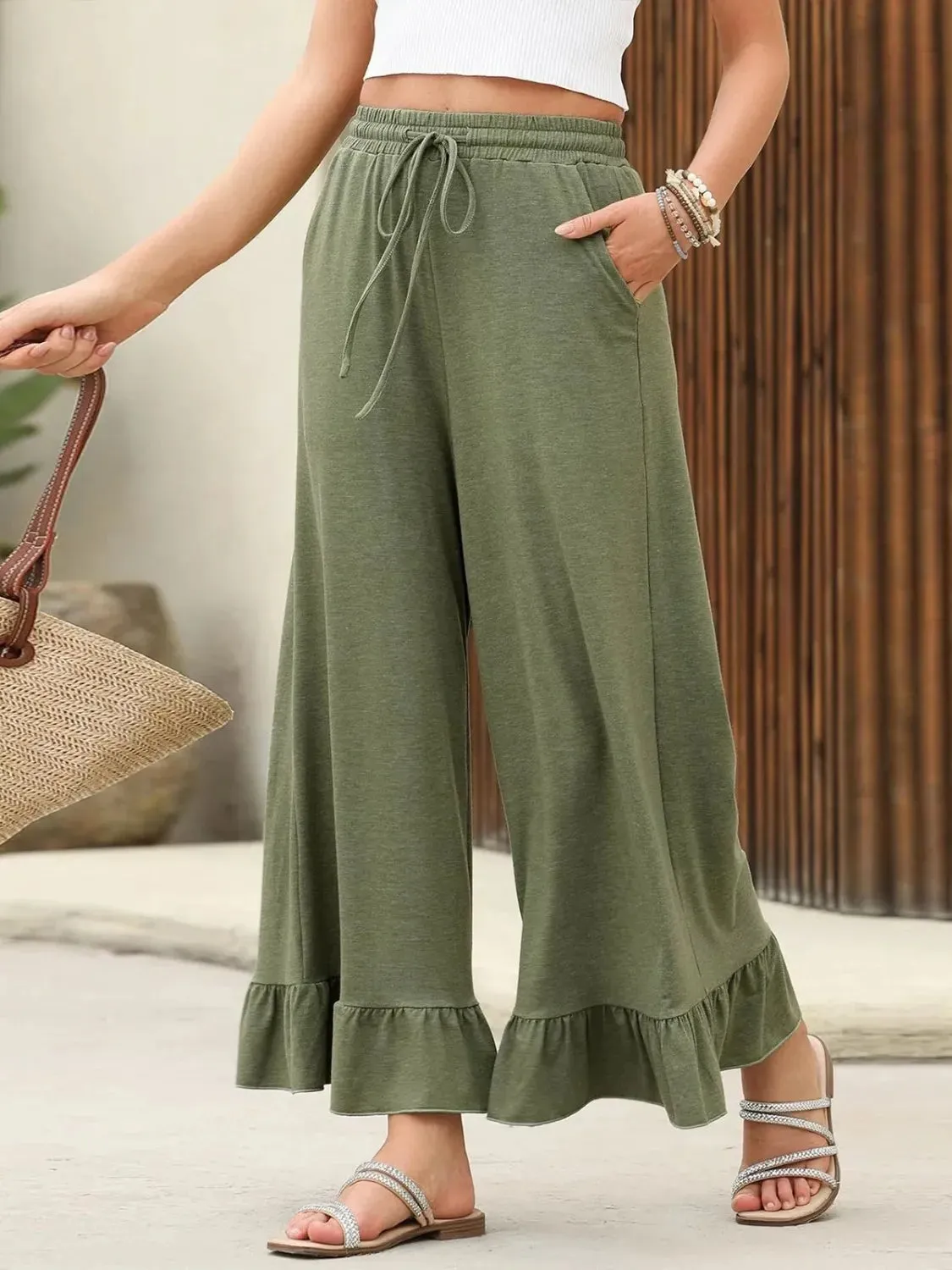 Ruffled Hem Wide Leg Pants sold by Gigi Laurent product image thumbnail 4