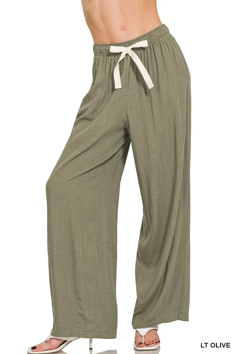 Zenana Linen Drawstring Pants sold by Gigi Laurent product image thumbnail 2