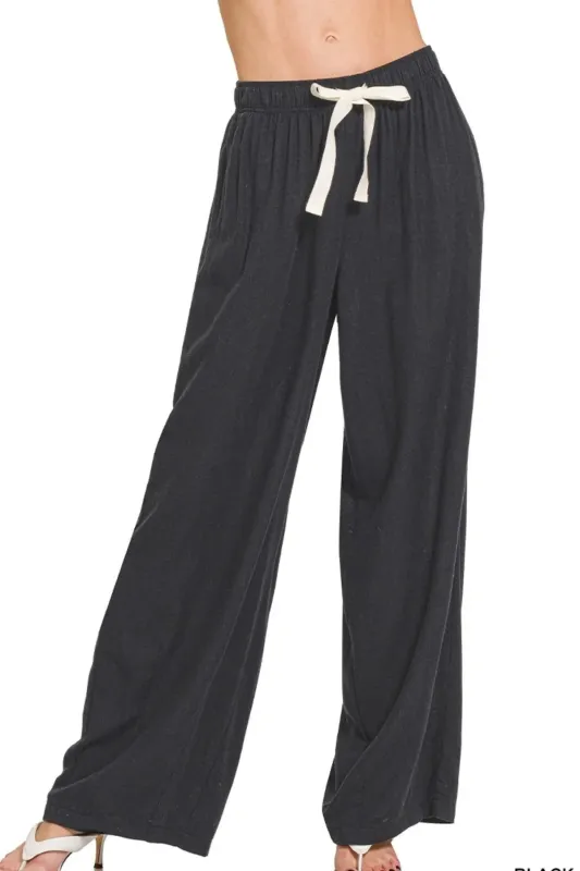 Zenana Linen Drawstring Pants sold by Gigi Laurent
