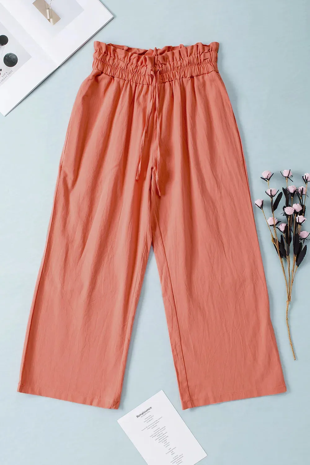 Drawstring Paperbag Waist Wide Leg Pants sold by Gigi Laurent product image thumbnail 5